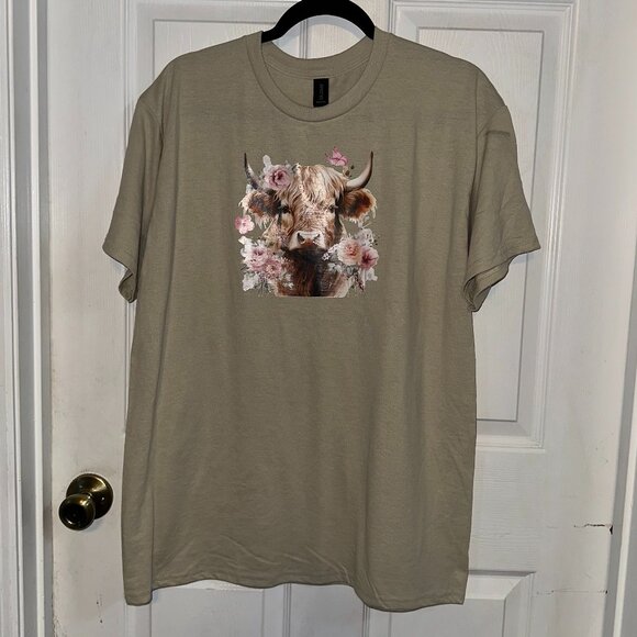 NEW Handcrafted Highland Cow Shirt Size Large - Picture 1 of 4